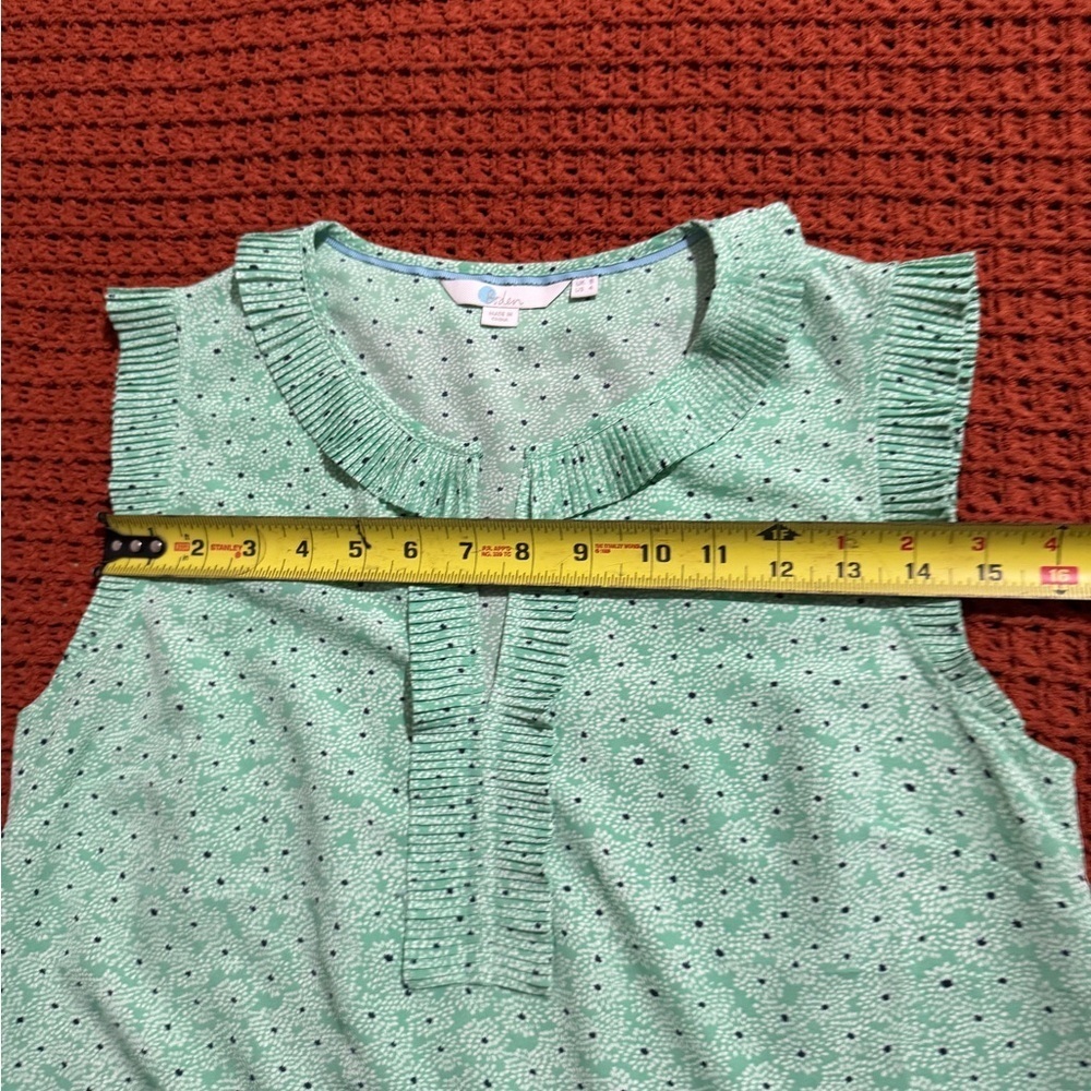 BODEN Green Sleeveless Fitted Blouse with Peter Pan Collar 💚SIZE 4 💚 - Picture 10 of 12
